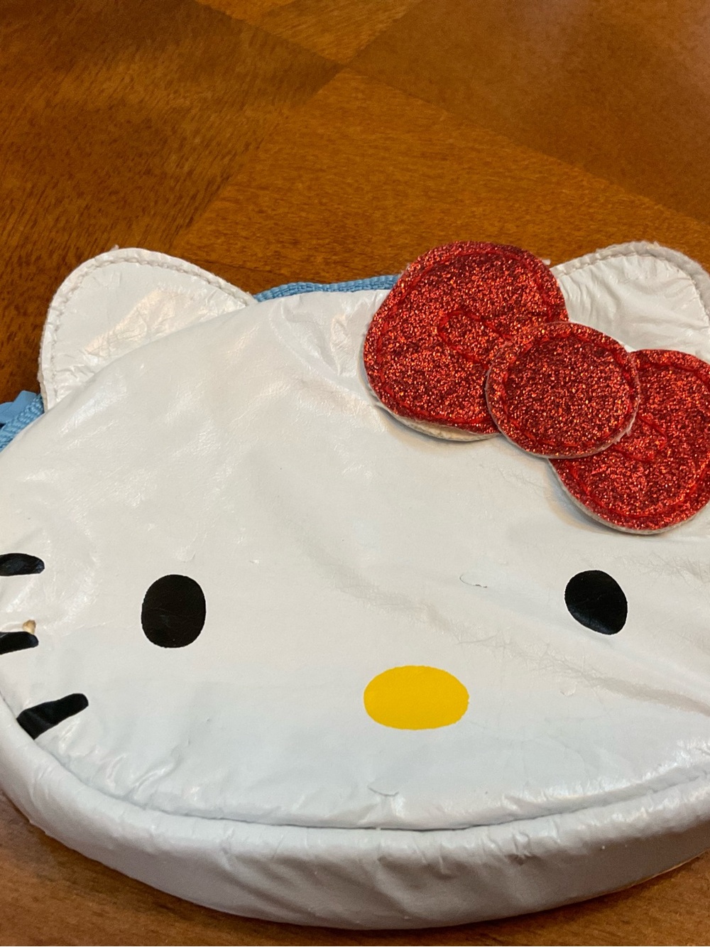 Hello Kitty White Coin Purse with Red Glitter Bow and Yellow Nose